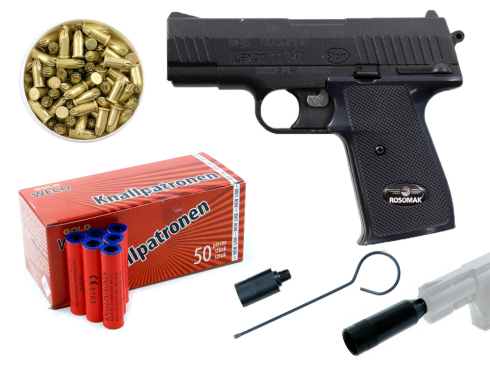 Pistolet hukowy Lexon 11 M1 czarny kal. 6 mm long zestaw
