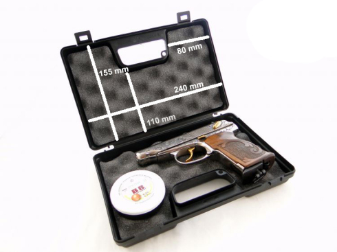 Walizka na broń krótką Negrini 2014 czarna 240x160 mm 