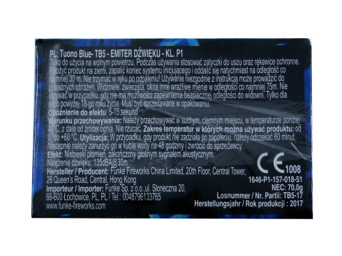 Emiter dźwięku hukowy Tuono Blue TB5 potężny huk 10 sztuk 